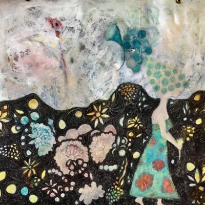 Mixed Media on loose/grometted canvas