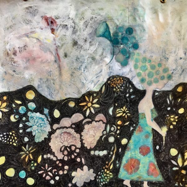 Mixed Media on loose/grometted canvas