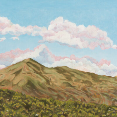 18" x 24" x 5/8" original oil painting  Oil paint on canvas on wood stretcher bars  A blue sky filled with white clouds over a morning sunlit Mt Tamalpais landscape.  No need to frame  Image continued or painted on sides  Certificate of Authenticity included with purchase of original  All rights reserved by Nancy L. McLennon