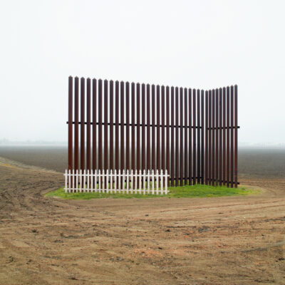 From the "Keep Off My Lawn" series. 2021 by M. Kosturos  A proposal for a friendly and affordable way to plug the holes in the US - Mexico border wall. This one positions the picket fence together with a test segment of the border wall. One of the most beautiful photos made of the border wall, this image was captured by Richard Misrach and can be found in his book Border Cantos, which documents the wall. Misrach's work has inspired me since the late 80's when I began making fine art photography. I appropriate his images with great respect!   This is a work in progress, not the final image. I will release the digital print in an edition of 3.  #keepoffmylawn #buildthewall #marinopenstudios #SFAIalumni   See more of my work on Instagram. https://www.instagram.com/mkosturosartist/