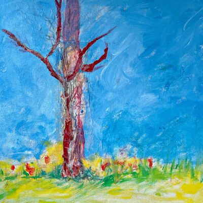 Abstract impresionism, acrylic, paper, ink