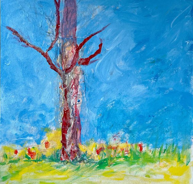 Abstract impresionism, acrylic, paper, ink