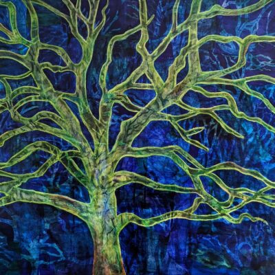 Acrylic and Mixed Media on cradled wood panel 30 by 40 by 1.5"