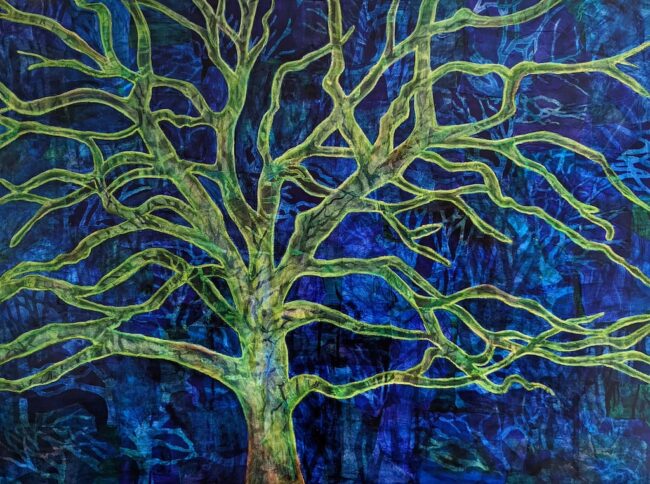 Acrylic and Mixed Media on cradled wood panel 30 by 40 by 1.5"